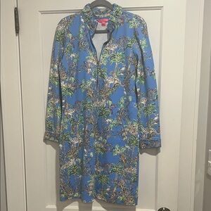 Lilly Pulitzer Blue Jungle Print Long Sleeve Dress